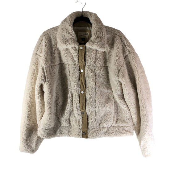 Universal Thread Faux Fur Snap Button Jacket Ivory Size S - Picture 3 of 7